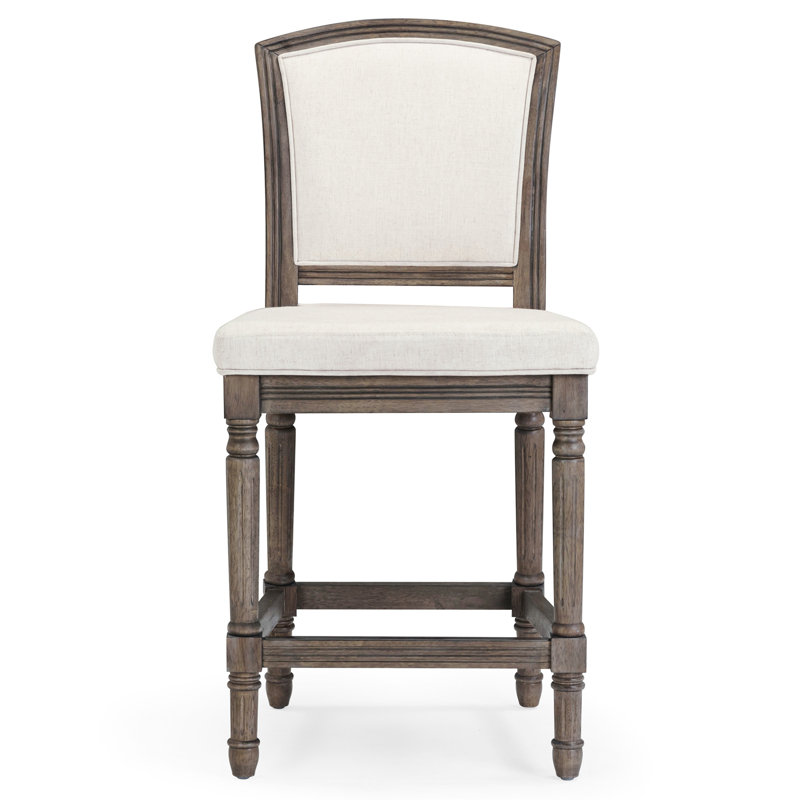 26-Inch Bar Stool, Weathered Gray, Gray Upholstered Seat And Back, Textured , For Pub Card Table Counter-Height Seat, Kitchen Gaming Area