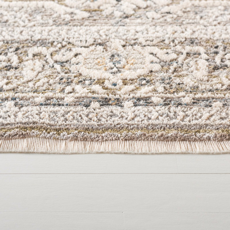 Tapis oriental en polyester Clover 1270, Rectangulaire 8 pi x 10 pi, Gris