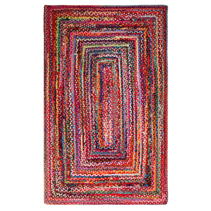 Lolita Striped Cotton Hand Woven Area Rug, Rectangle 60 x 90cm