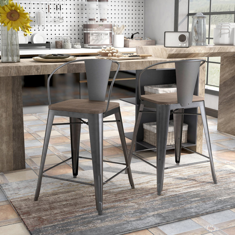 Kreig Solid Wood 25.5" Counter Stool, Gray