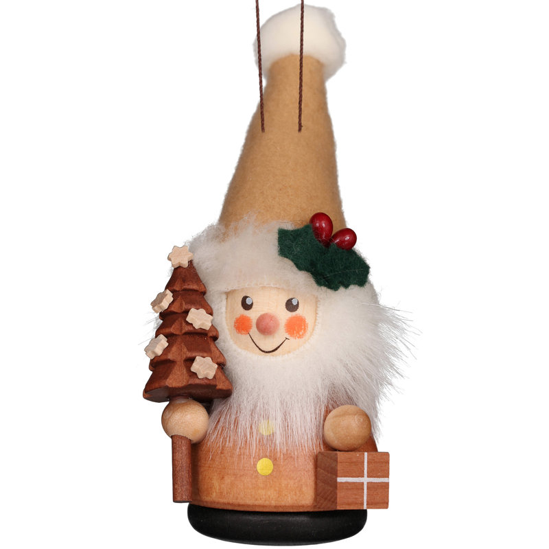 Ornement suspendu Père Noël et arbre, Brun