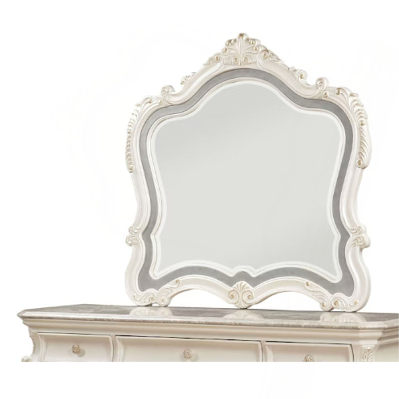 Miroir blanc perle