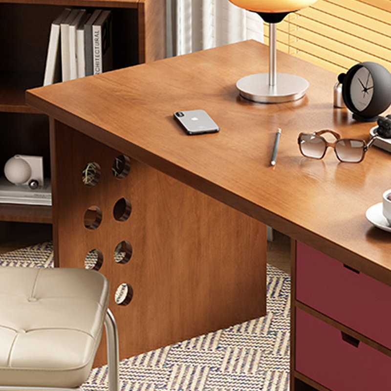 Bureau d'écriture rétro avec rangement en buis durable, H 29,52 po x l 55,11 po x P 27,55 po
