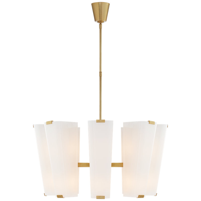 AERIN Alpine Medium Chandelier, White, Hand-Rubbed Antique Brass