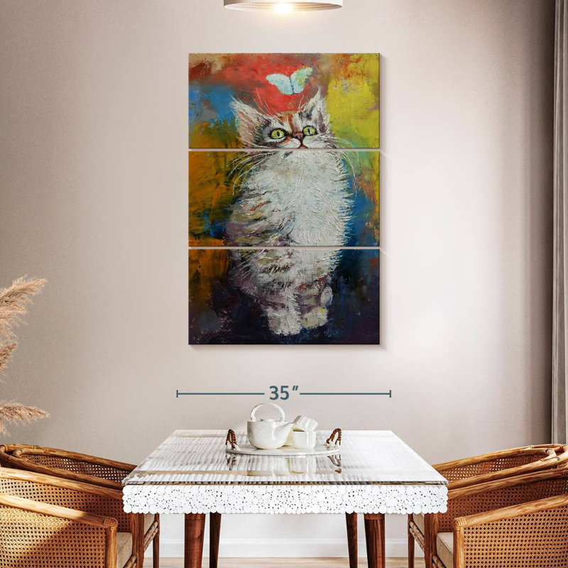 Brampt Kitten And Butterfly, 50" H x 32" W