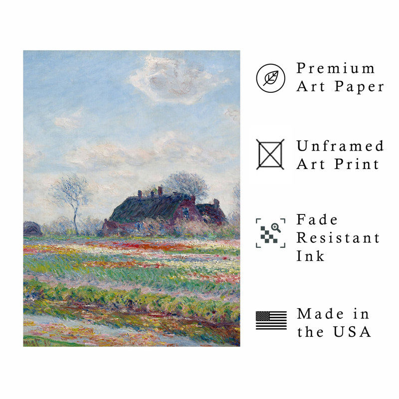 «Landscape and Nature Claude Monet - Tulip Fields at Sassenheim», reproduction d'art classique sans cadre, H 14 po x l 11 po