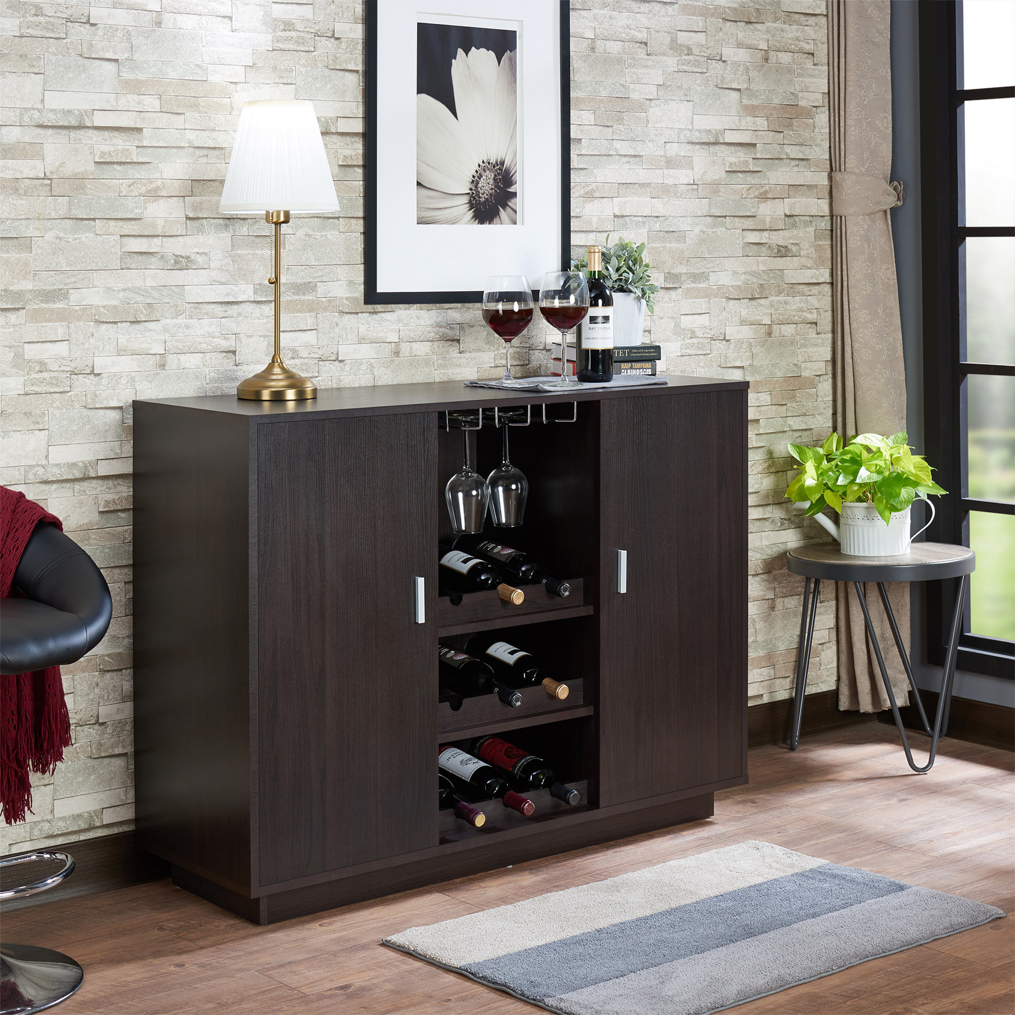 Solid oak sideboard with best sale wine rack