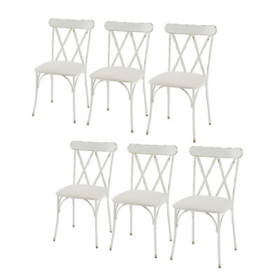 Metal Dining Chair Side Chairs With Upholstered Cushion (set Of 6)