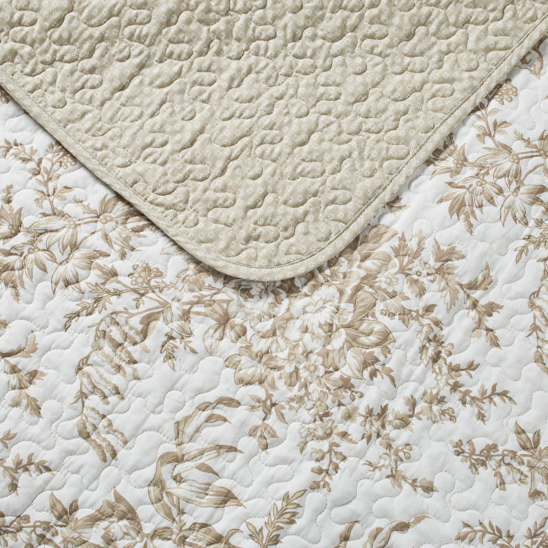 Ensemble de courtepointe réversible en coton Laura Ashley Bedford, Courtepointe pour lit simple et une taie décorati