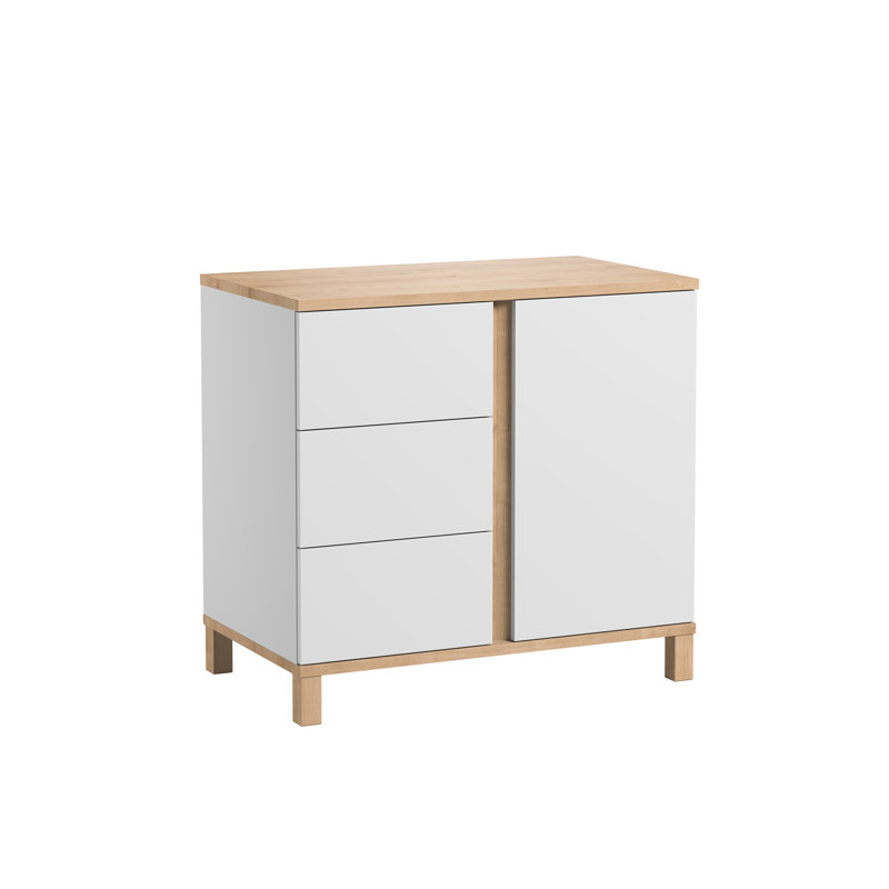 Cornett 90cm W 3 - Drawer Chest of Drawers, White/Oak