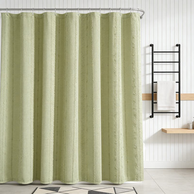 Rideau de douche en tissu tissé gaufré robuste, mélange de coton à rayures texturées pour salle de bain et hôtel, lavable à la machine, 72 par 72 pouces