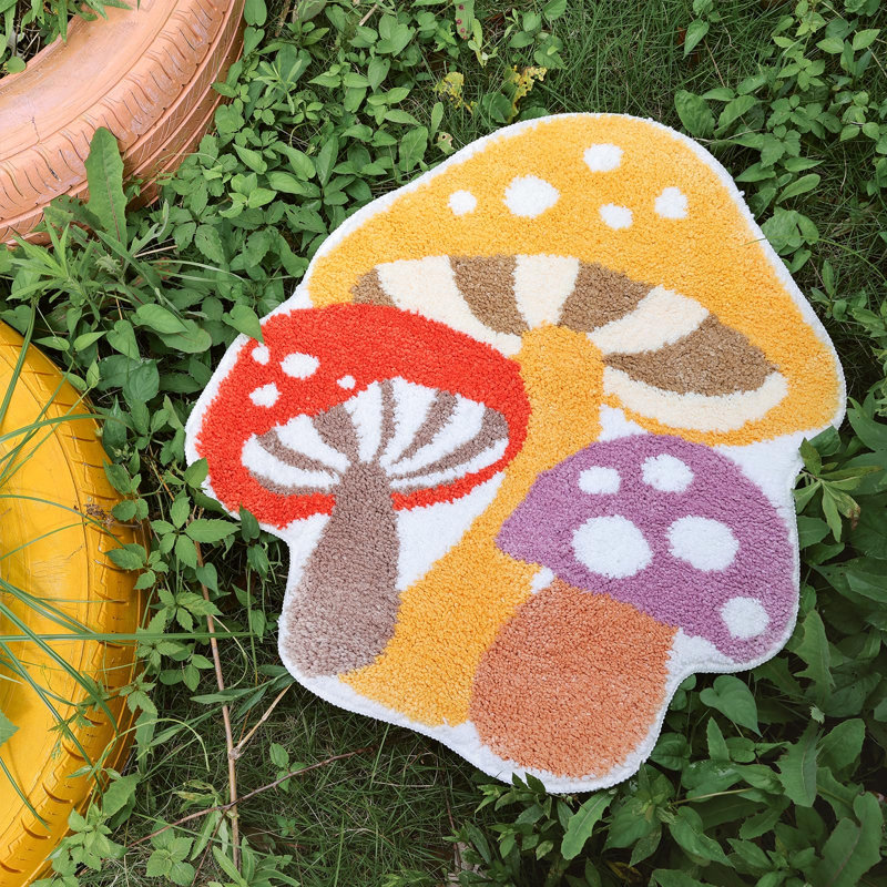  Cute Yellow Mushroom Bath Mat, Non Slip Bath Rug For  Kids, Strong Absorbent Soft Washable Bathtub Mat For Shower And Bathroom
