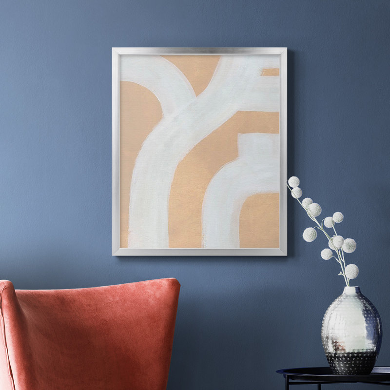 «Neutral Winding Paths I», toile encadrée de qualité supérieure - prête à être accrochée, Argent, H 24 po x l 20 po
