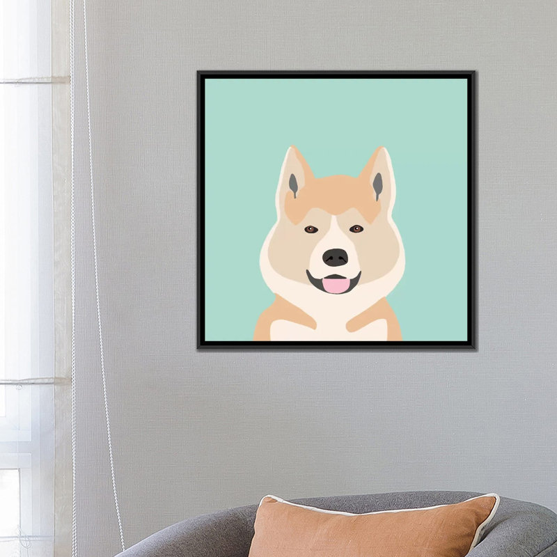 Akita, impression sur toile tendue, H 12 po x l 12 po x P 1,5 po, Toile tendue, Pas de tapis