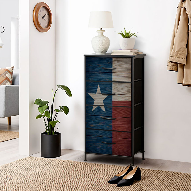 4 Drawer Dresser for Bedroom, Narrow Chest of Drawers, Wooden Top and Study Iron Frame 18"x37.5"-(WxH)