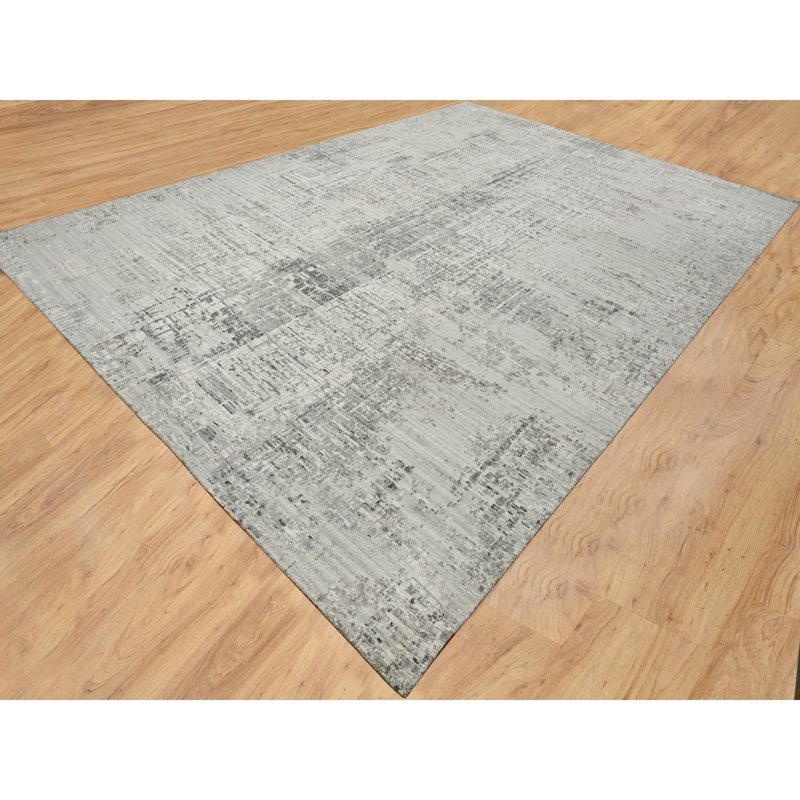 One-of-a-Kind Rectangle 14'0" X 20'0" New Age Area Rug in Light Gray