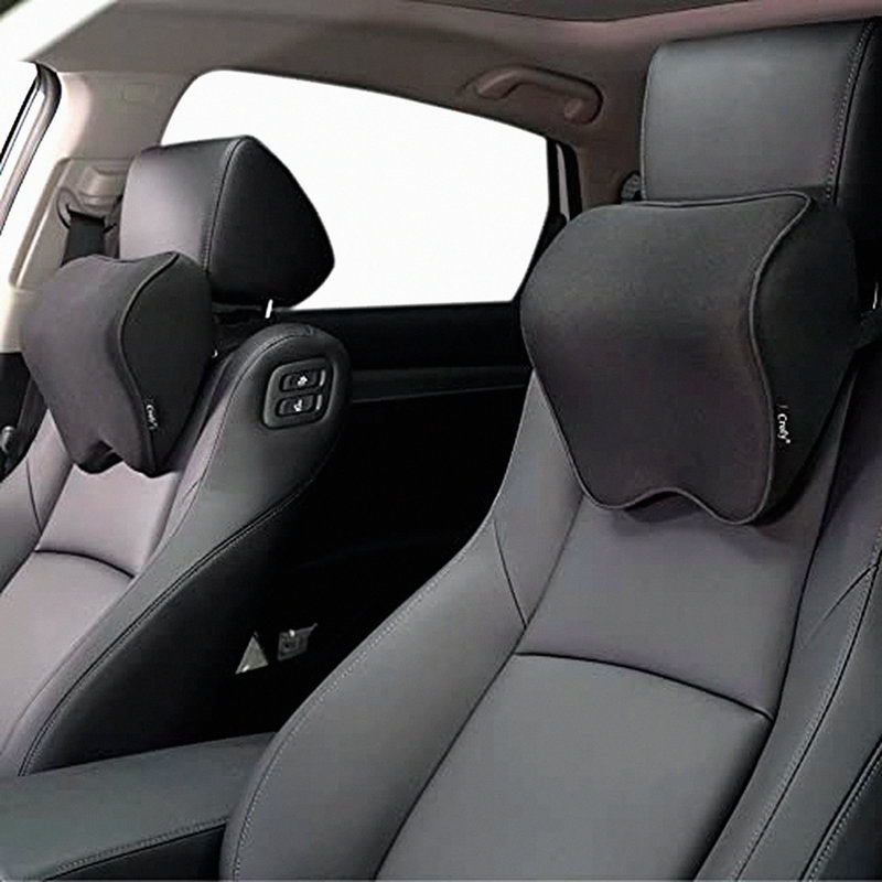 MemoryFoam DriveComfort NeckPillow - 2 Pack Soft Headrest Pillow with Adjustable Strap & Breathable Cover. Ergonomic Design for Car Driving.