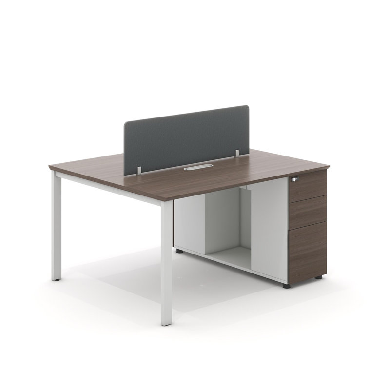 Okeysen 2 Person Benching Workstation, Modular Attachable Office Desk with Power Module & Cable Management