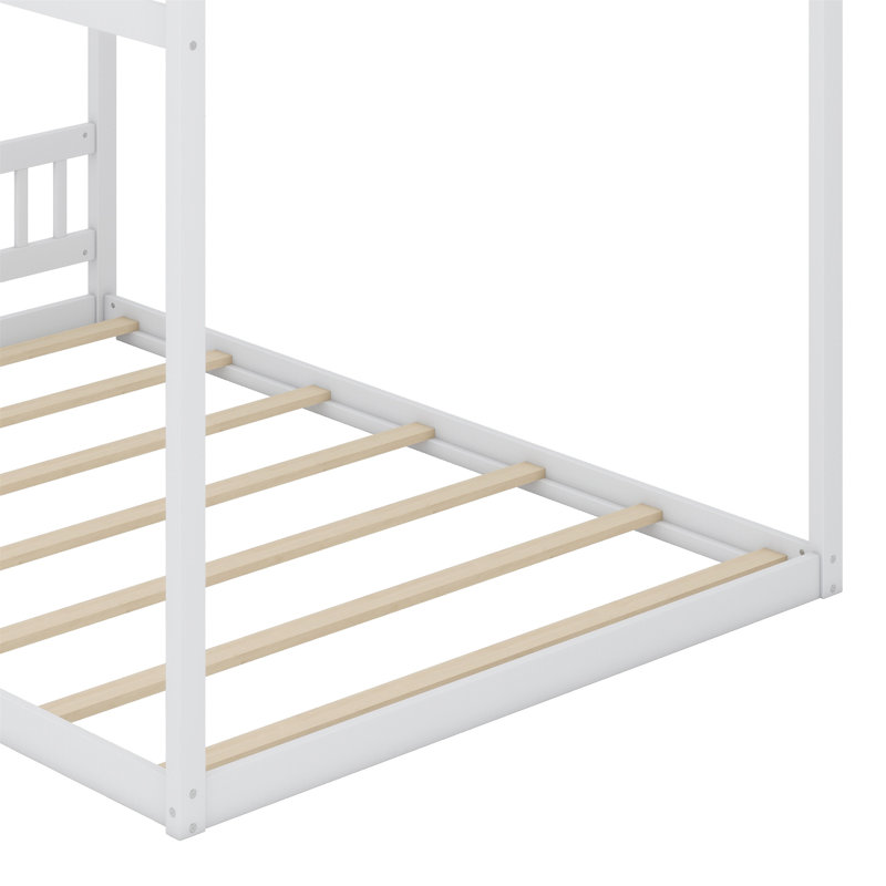 Lit en bois avec tête de lit, Blanc