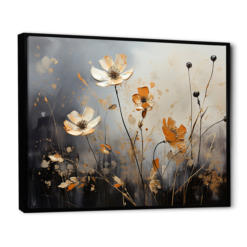 «Moody Flower Meadows» sur toile, Cadre flottant noir, H 24 po x l 32 po x P 0,5 po