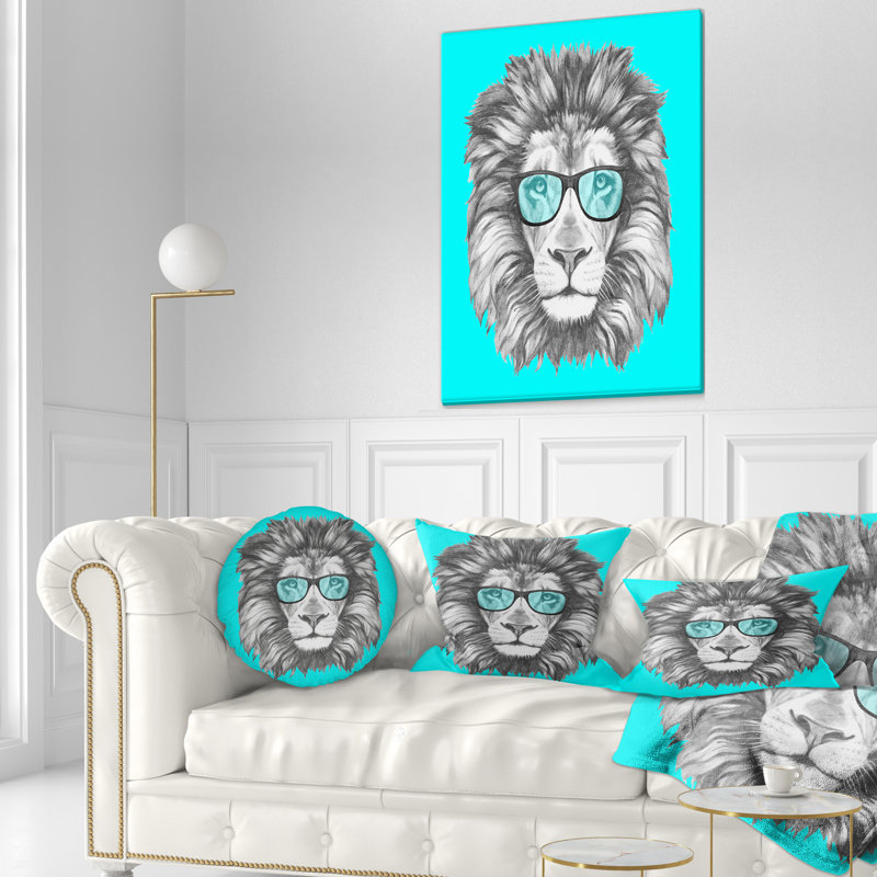 Coussin lombaire avec verres à lion amusant animal