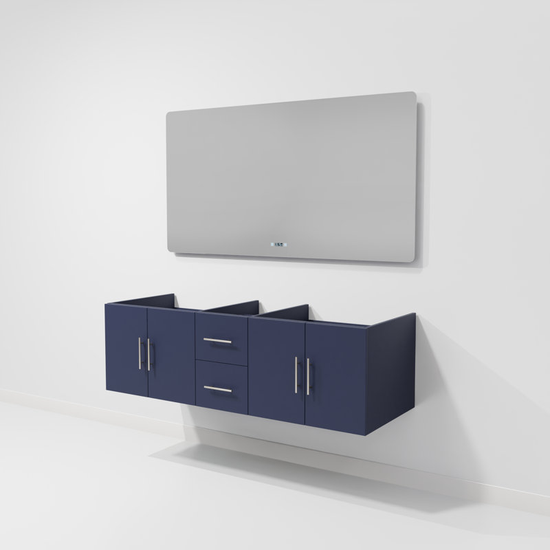 Meuble-lavabo double mural l 60 po x P 22 po x H 18 po Geneva, Marine