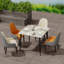 Annagh Stone Top Metal Base Dining Table-492564329-492560528