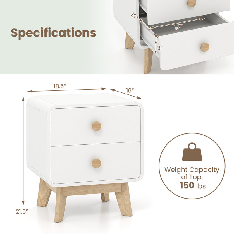 Kayslee 18.5'' W Nightstand, Individual, White
