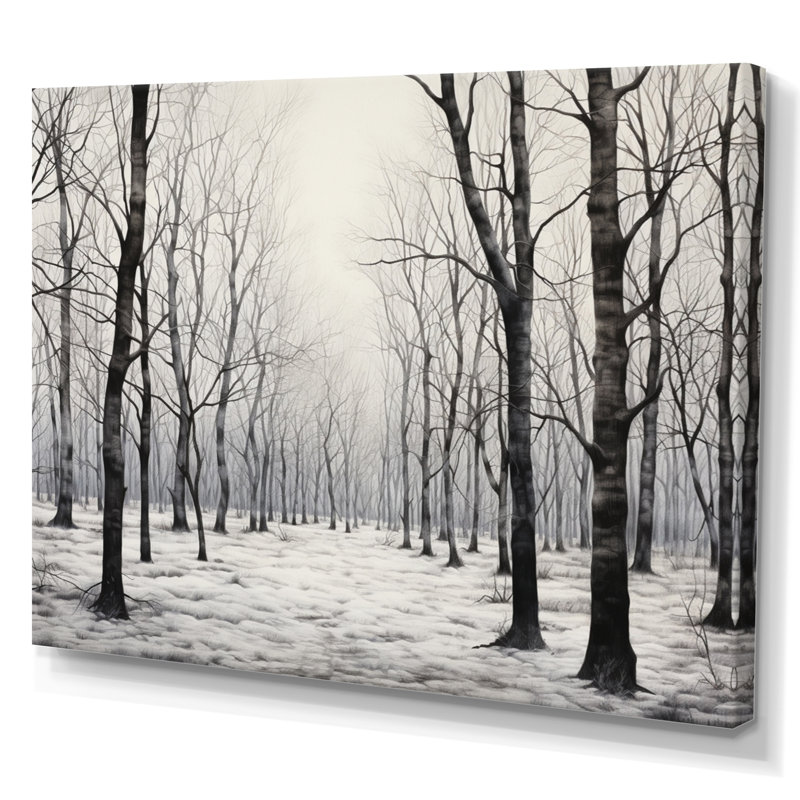 Grey Forest Whispering Woods - Landscape Trees Canvas Wall Art152, H 16 po x l 32 po x P 1 po