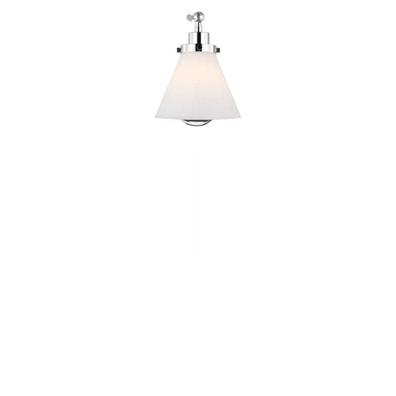Wellfleet One-Arm Cone Sconce, Milk, Polished Nickel