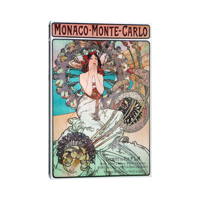 Monaco, Monte Carlo, 1897 by Alphonse Mucha - Wrapped Canvas Print