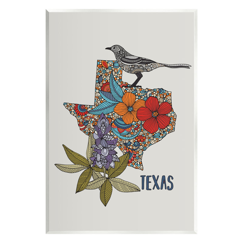 Motif floral complexe «Texas Bluebonnet State Bird» par Valentina Harper - impression sans cadre