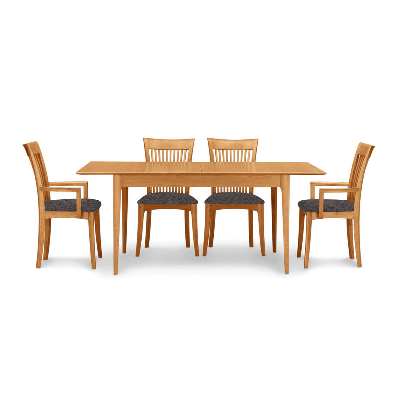 Sarah 4 - Person Solid Wood Top Four Leg Dining Set, Natural Cherry, 30" H x 48" W x 36" D, Slate (M10245) Fabric