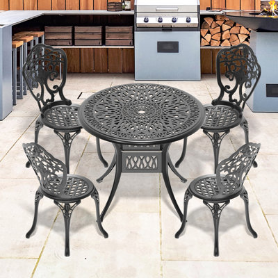 5 repas en aluminium coulé noir. Motifs de sculpture traditionnels. Fabrication. Vers les variations météorologiques, la corrosion, et. Siège ergonomique confortable. Usure - patin antidérapant. Assemblage facile.