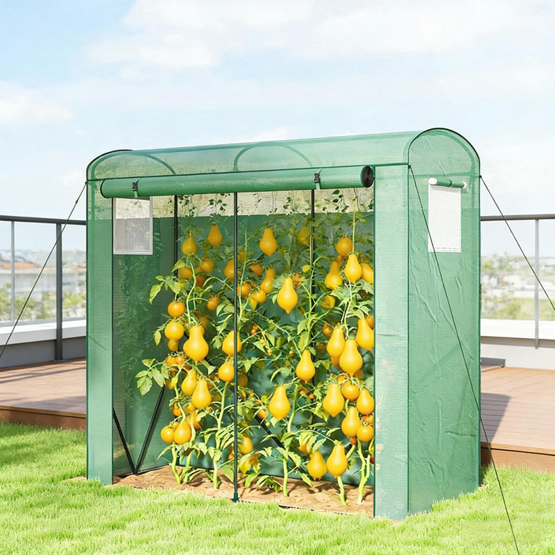 Stable Mini Greenhouse with Robust Steel Frame and UV-Resistant PE Cover for Year-Round Plant Protection, Green
