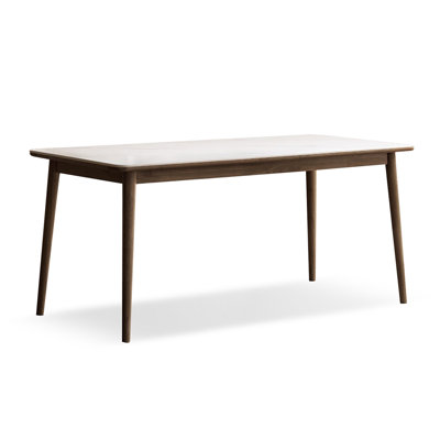 Table de salle à manger rectangulaire en bois massif et en pierre frittée