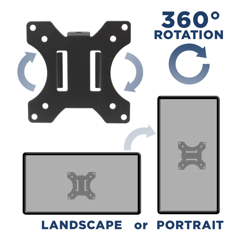 Black Steel Full Motion VESA Pole Mount for 32" TVs and Monitors