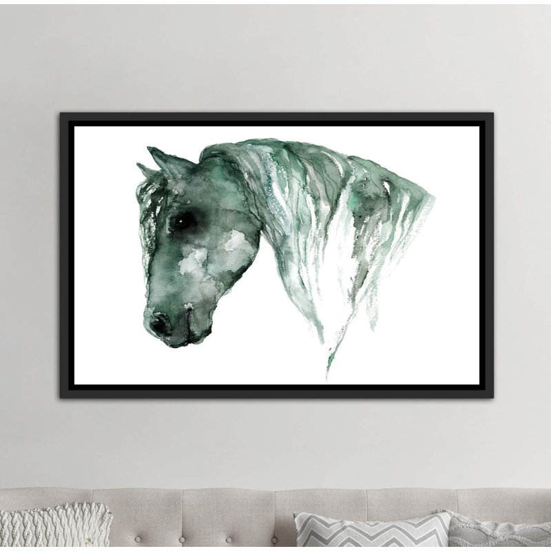 Art du cheval, H 40 po x l 60 po x P 1,5 po, Toile avec cadre noir