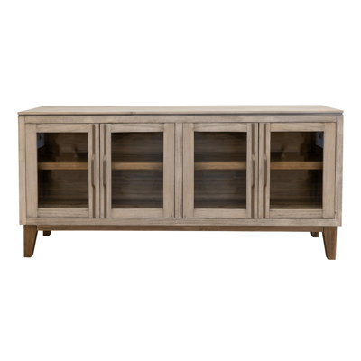 4 Glass Door Metal Handle Console