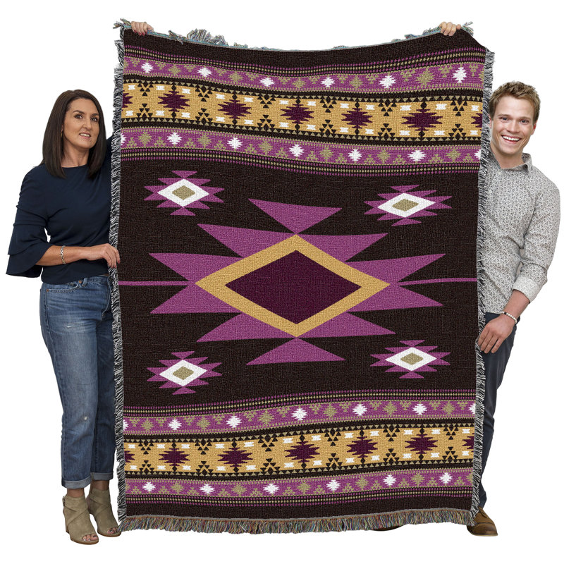 Jeté en coton Pure Country Weavers, Mauve / vert oriental
