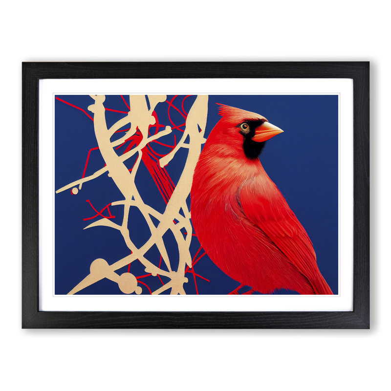 Cardinal Bird Vol.18 - Single Picture Frame Print, Black Framed, 46cm H x 64cm W x 2cm D