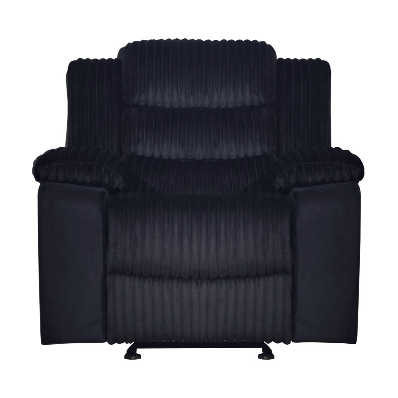Jacobo Wood & Fabric Glider Recliner , Black