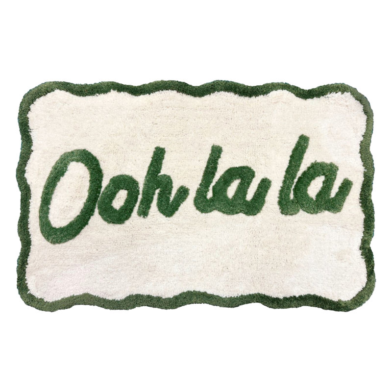 Scallop Ooh La La Slogan Bath Mat, Green