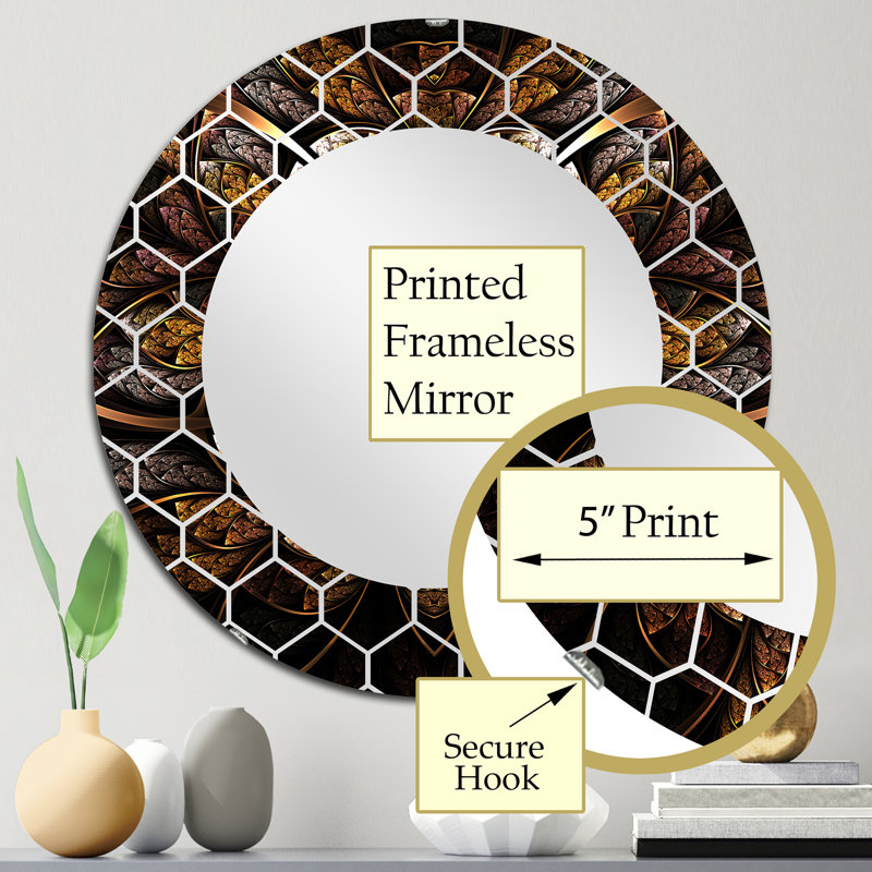 Lumineux et lumineux fleur fractale - miroir mural moderne, 24 po x 24 po