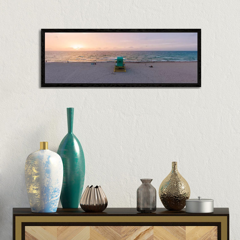 Panoramic Sunrise Over Miami Beach by Matteo Colombo - Panoramic Print on Canvas, 30.48cm H x 91.44cm W x 3.81cm D