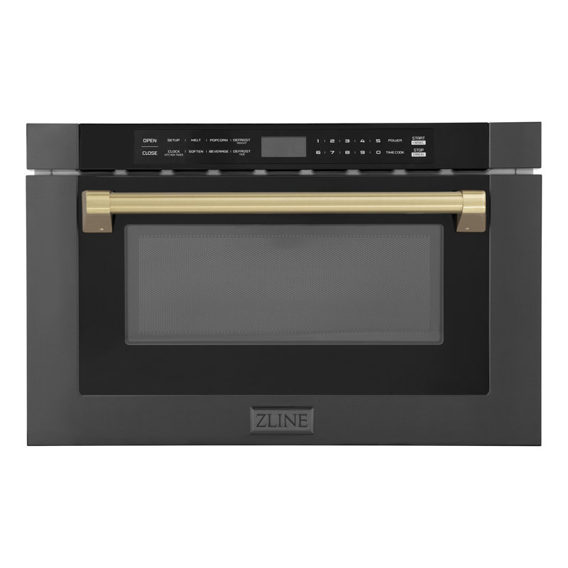 24" 1.2 cu ft. 1000 - Watt Black Stainless Steel Microwave Drawer with Sensor Cooking, Champagne Bronze