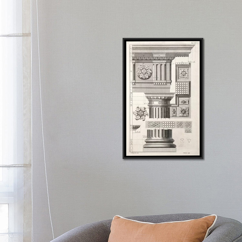 Colonne et rosettes par Abraham Swan - Estampe numérique sur toile tendue avec châssis, H 26 po x l 18 po x P 1,5 po