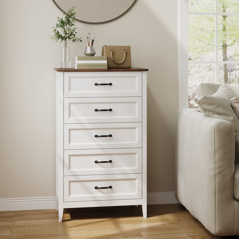 27.6-inch wide five-drawer dressing table/storage cabinet, Beige