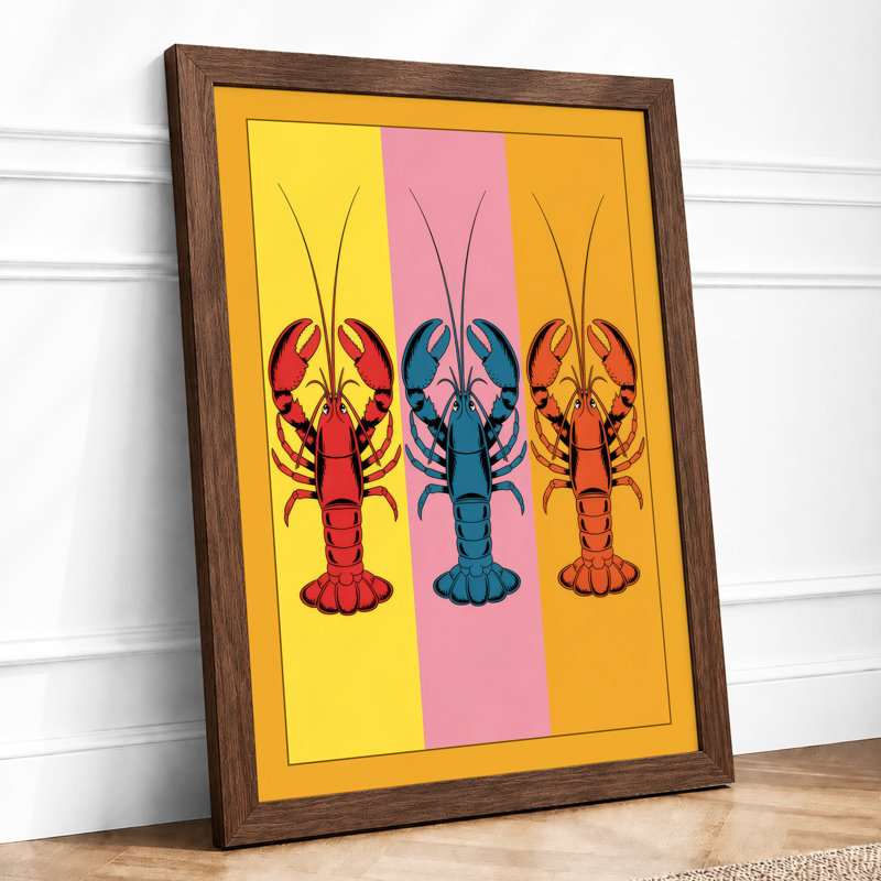 Lobster Trio Pop Art - Framed Print, Walnut, A1 - 84.1 x 59.4 cm