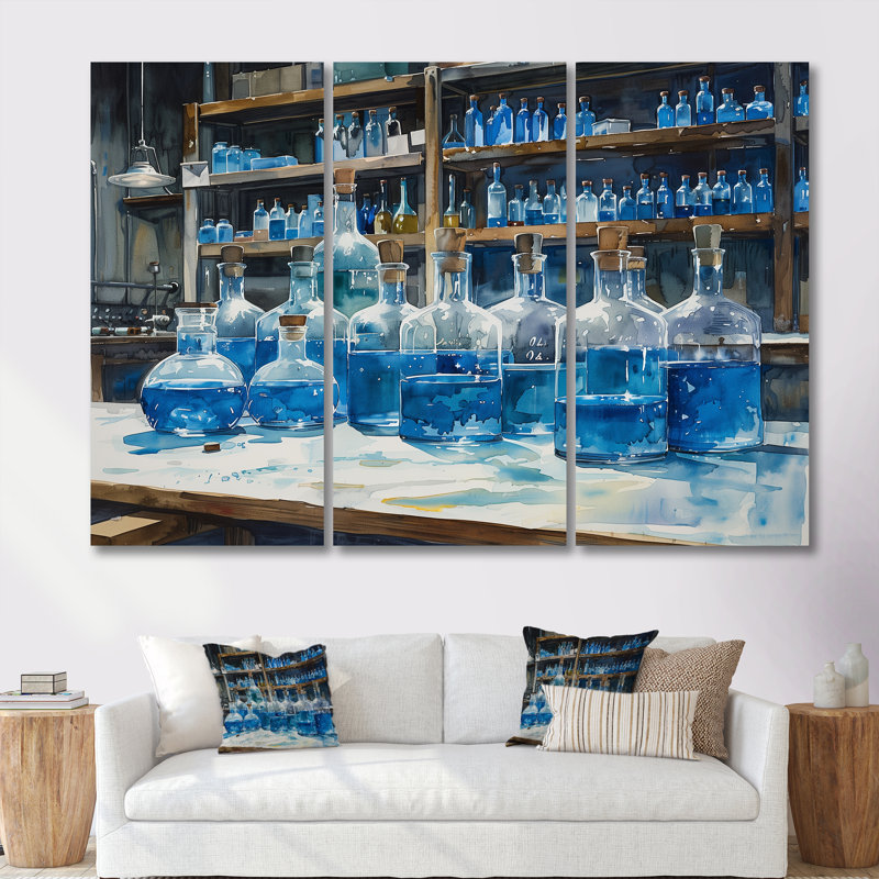 Laboratoire chimique, ensemble d'art mural, Canevas, H 32 po x l 48 po x P 1 po
